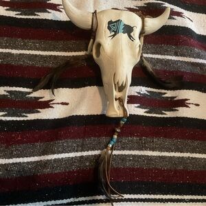 NATIVE INDIAN SKULL. LONGHORN.EASY TO HANG. EXCELLENT CONDITION.